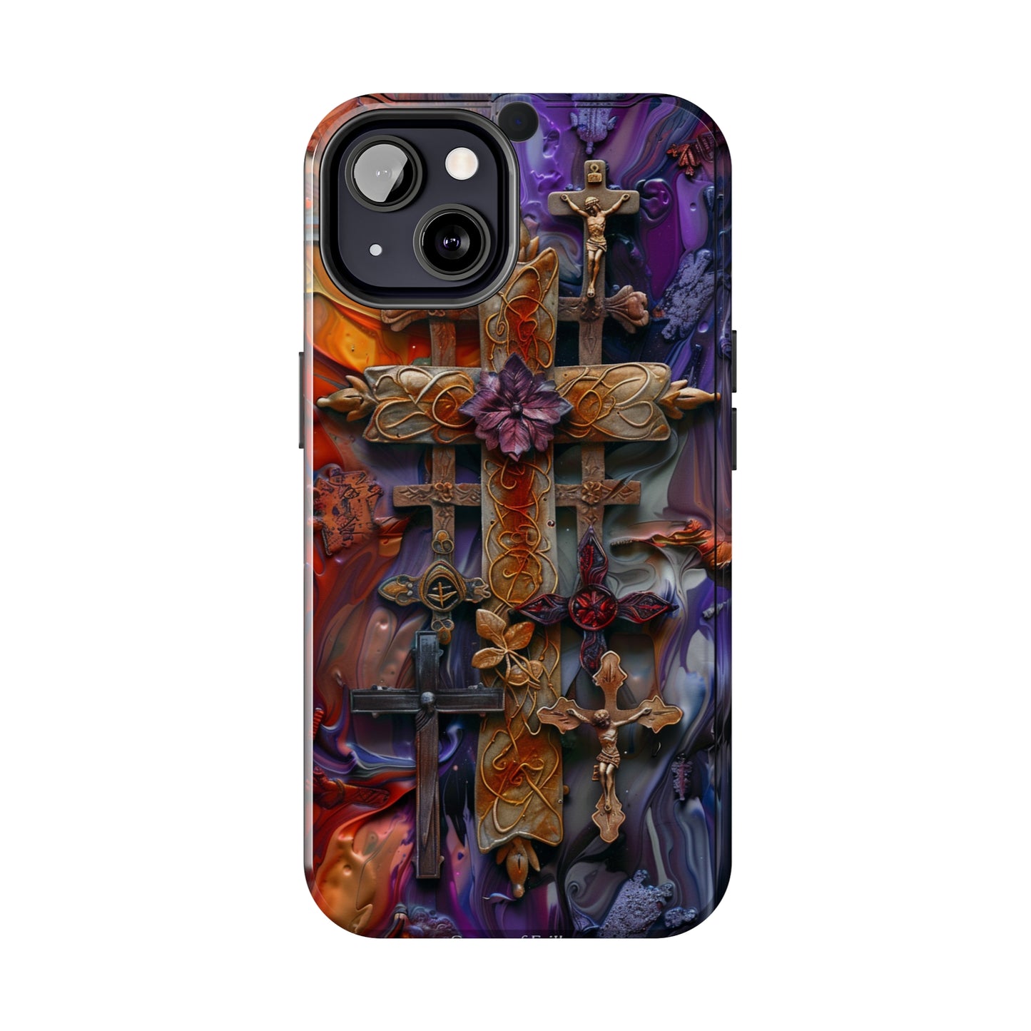 Colorful Crosses Phone Case for iPhone - Lightweight, Impact Resistant, Wireless Charging Compatible