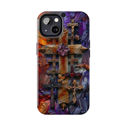 Colorful Crosses Phone Case for iPhone - Lightweight, Impact Resistant, Wireless Charging Compatible