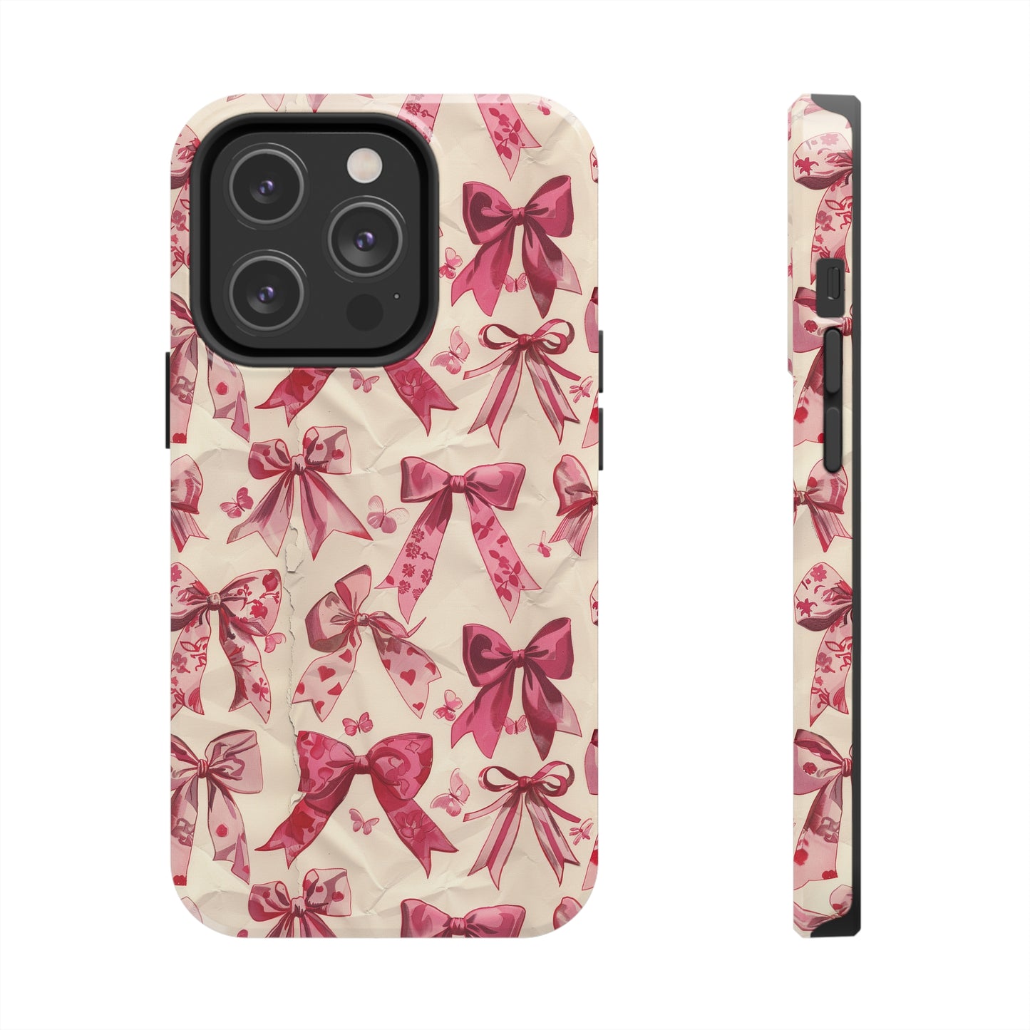 Pink Bows 3 Phone Case for iPhone - Lightweight, Impact Resistant, Wireless Charging Compatible