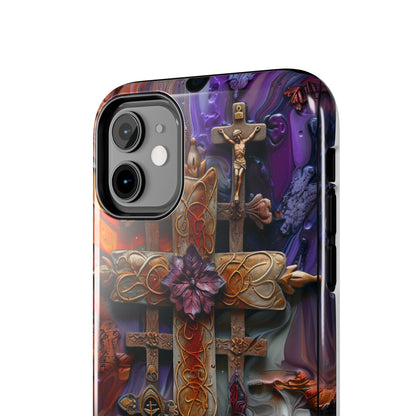 Colorful Crosses Phone Case for iPhone - Lightweight, Impact Resistant, Wireless Charging Compatible