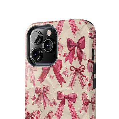 Pink Bows 3 Phone Case for iPhone - Lightweight, Impact Resistant, Wireless Charging Compatible