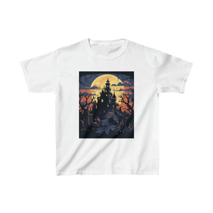 Kid's Cotton Halloween Haunted Mansion Silhouette T-shirt