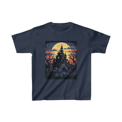 Kid's Cotton Halloween Haunted Mansion Silhouette T-shirt