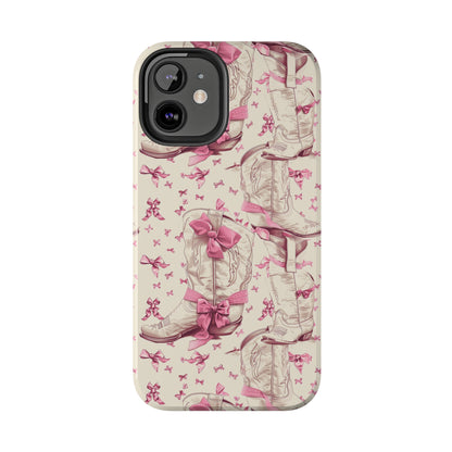 Bows and Boots Phone Case for iPhone - Lightweight, Impact Resistant, Wireless Charging Compatible