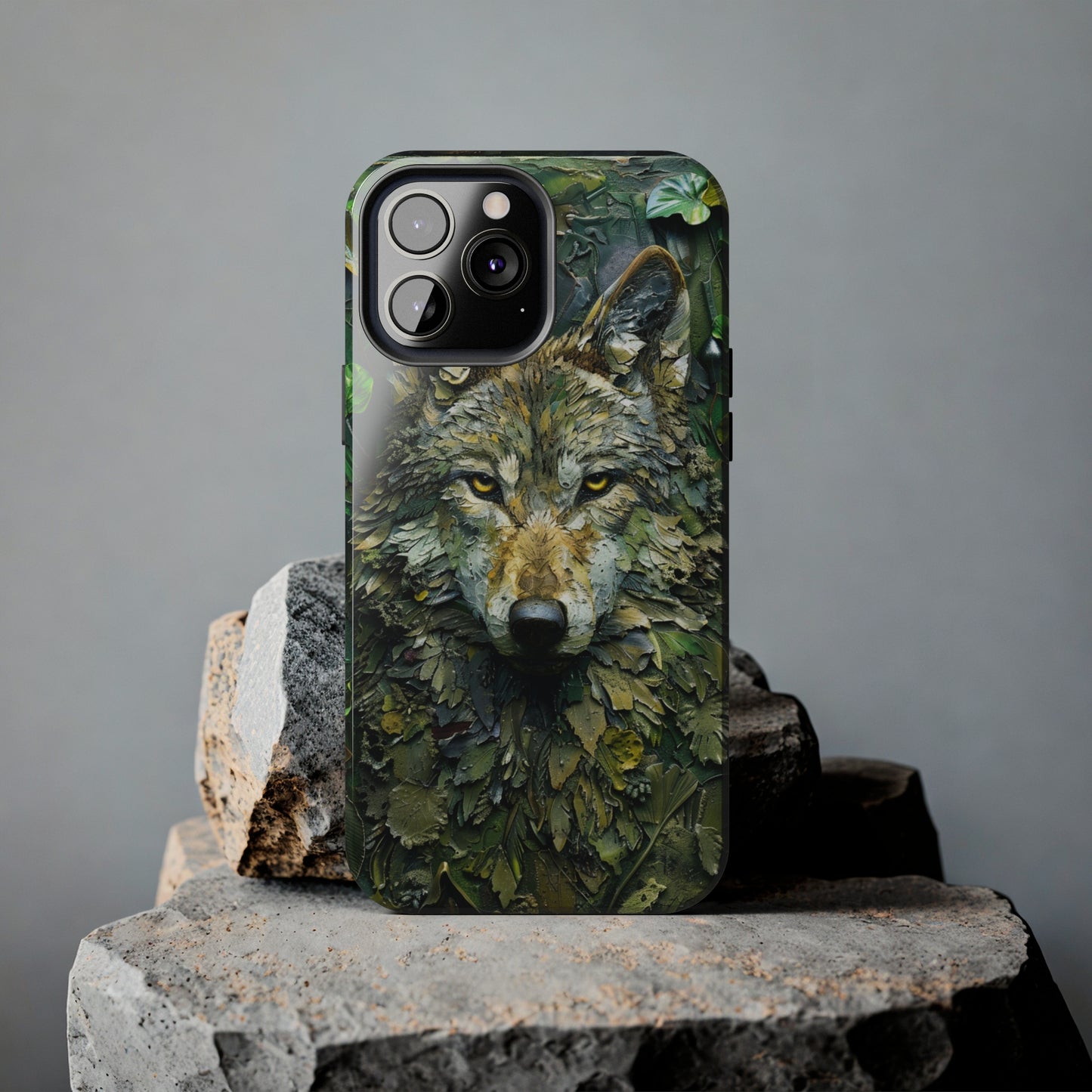 The Arte Povera Style Wolf Head Phone Case for iPhone - Lightweight, Impact Resistant, Wireless Charging Compatible