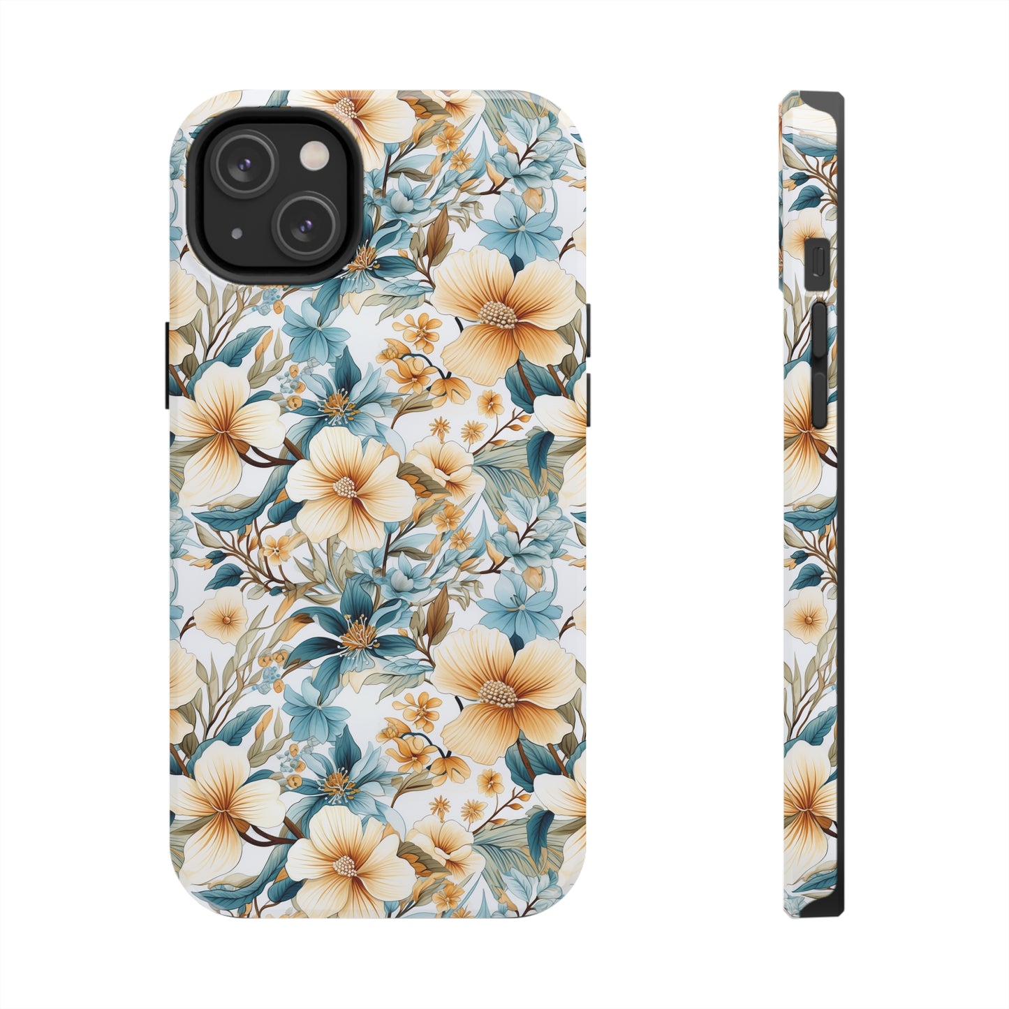 AI Magnolias Floral Pattern Phone Case for iPhone - Lightweight, Impact Resistant, Wireless Charging Compatible