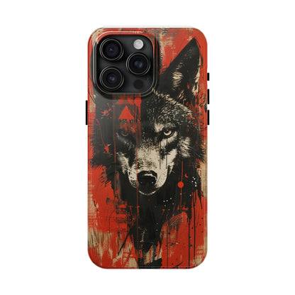 Asemic Writing Style Wolf Phone Case 3 for iPhone - Lightweight, Impact Resistant, Wireless Charging Compatible