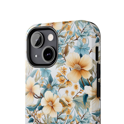 AI Magnolias Floral Pattern Phone Case for iPhone - Lightweight, Impact Resistant, Wireless Charging Compatible