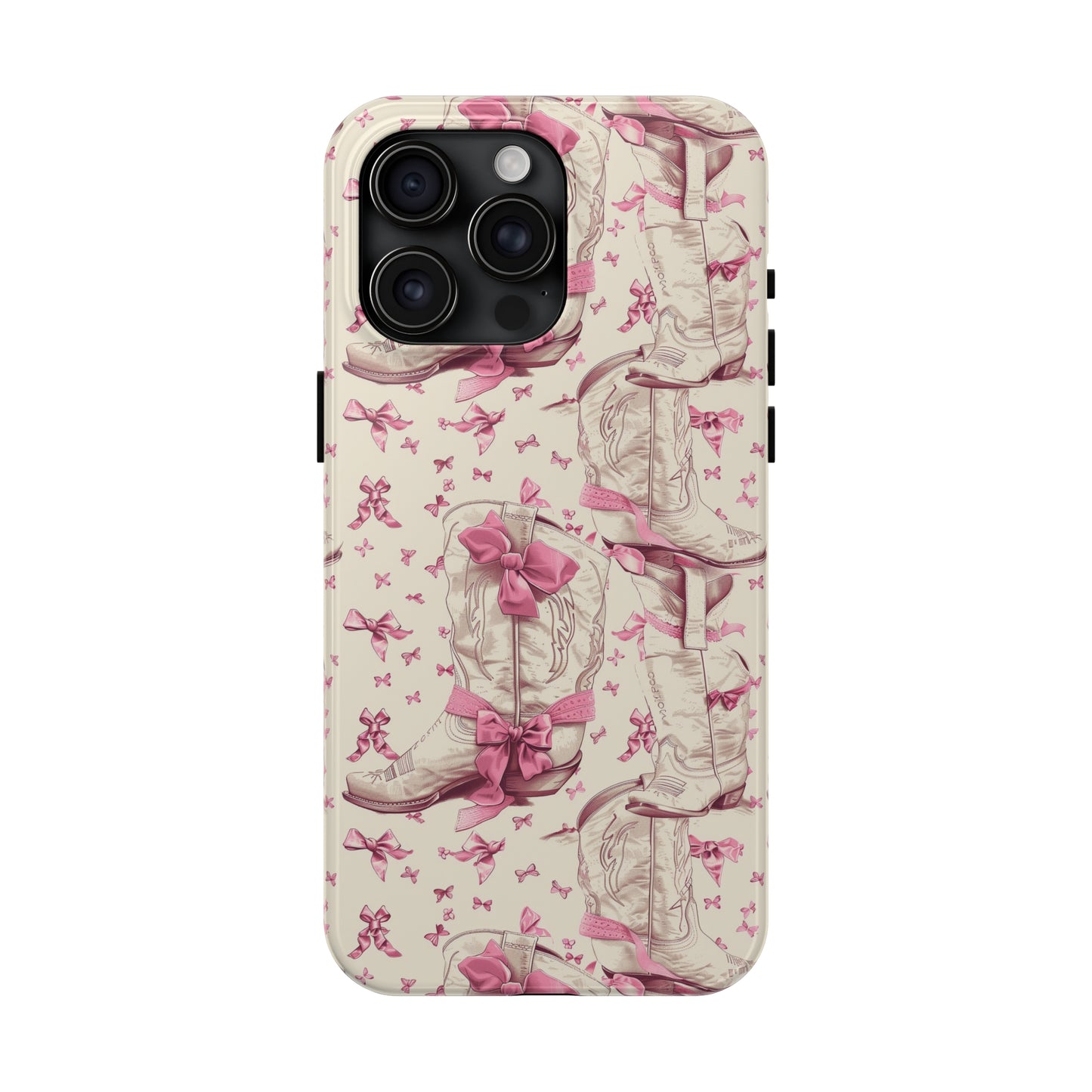 Bows and Boots Phone Case for iPhone - Lightweight, Impact Resistant, Wireless Charging Compatible