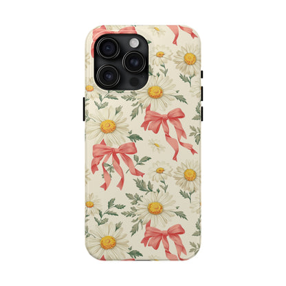 Daisies and Bows Phone Case for iPhone - Lightweight, Impact Resistant, Wireless Charging Compatible