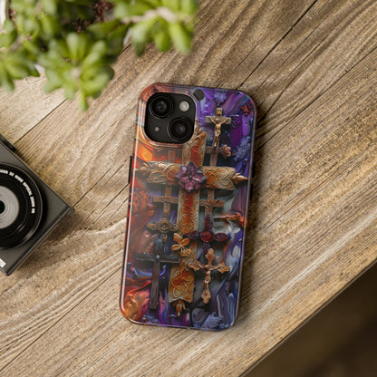 Colorful Crosses Phone Case for iPhone - Lightweight, Impact Resistant, Wireless Charging Compatible