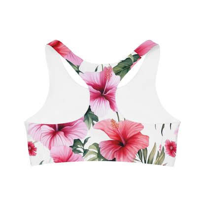 Pink Hibiscus Custom Sports Bra - Stylish & Supportive