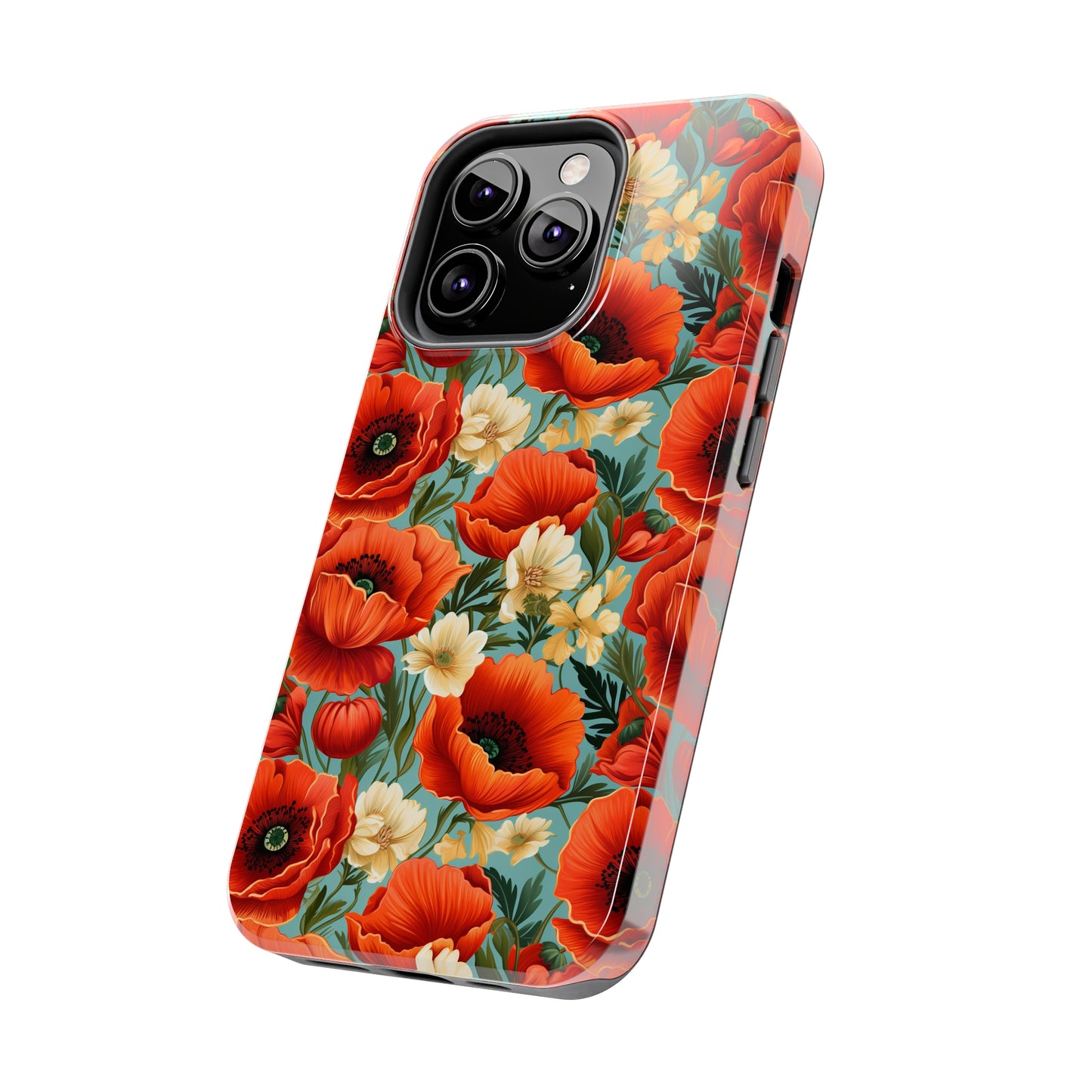 AI Poppies Floral Pattern Phone Case for iPhone - Lightweight, Impact Resistant, Wireless Charging Compatible