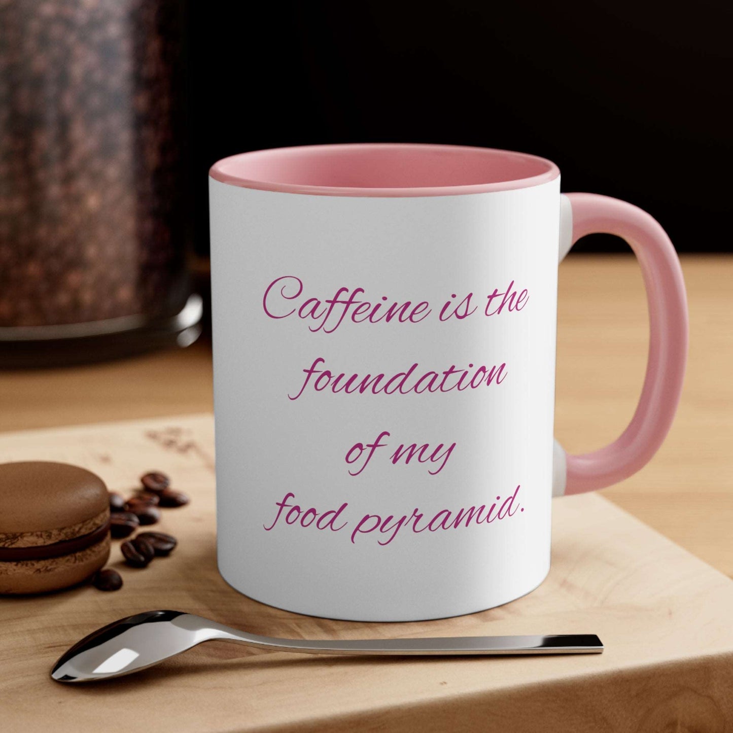 Funny Coffee Mug, 11oz - Caffeine is the foundation of my food pyramid!