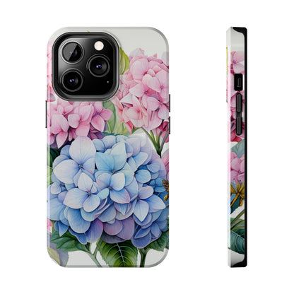 AI Hydrangeas Floral Pattern Phone Case for iPhone - Lightweight, Impact Resistant, Wireless Charging Compatible