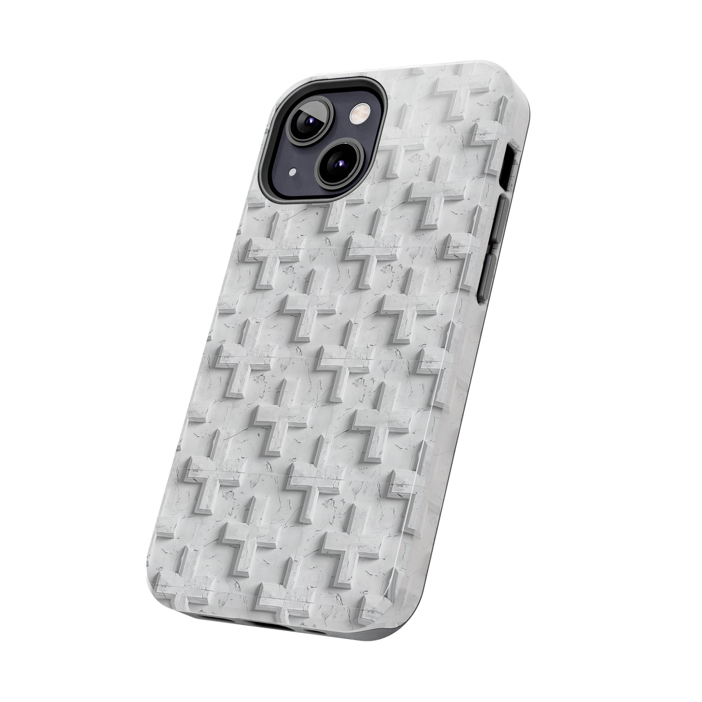 White Cross Phone Case for iPhone - Lightweight, Impact Resistant, Wireless Charging Compatible