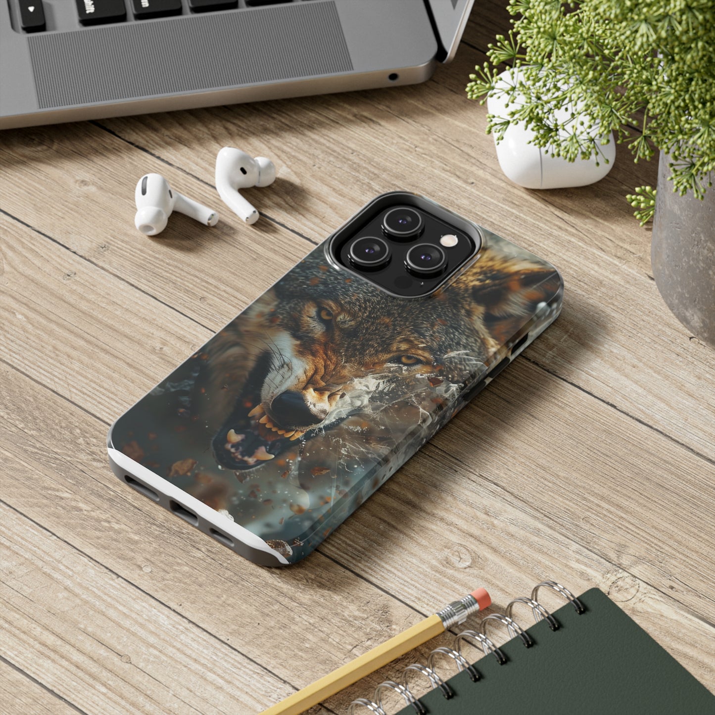 Wolf Ripping Through Phone Case for iPhone - Lightweight, Impact Resistant, Wireless Charging Compatible