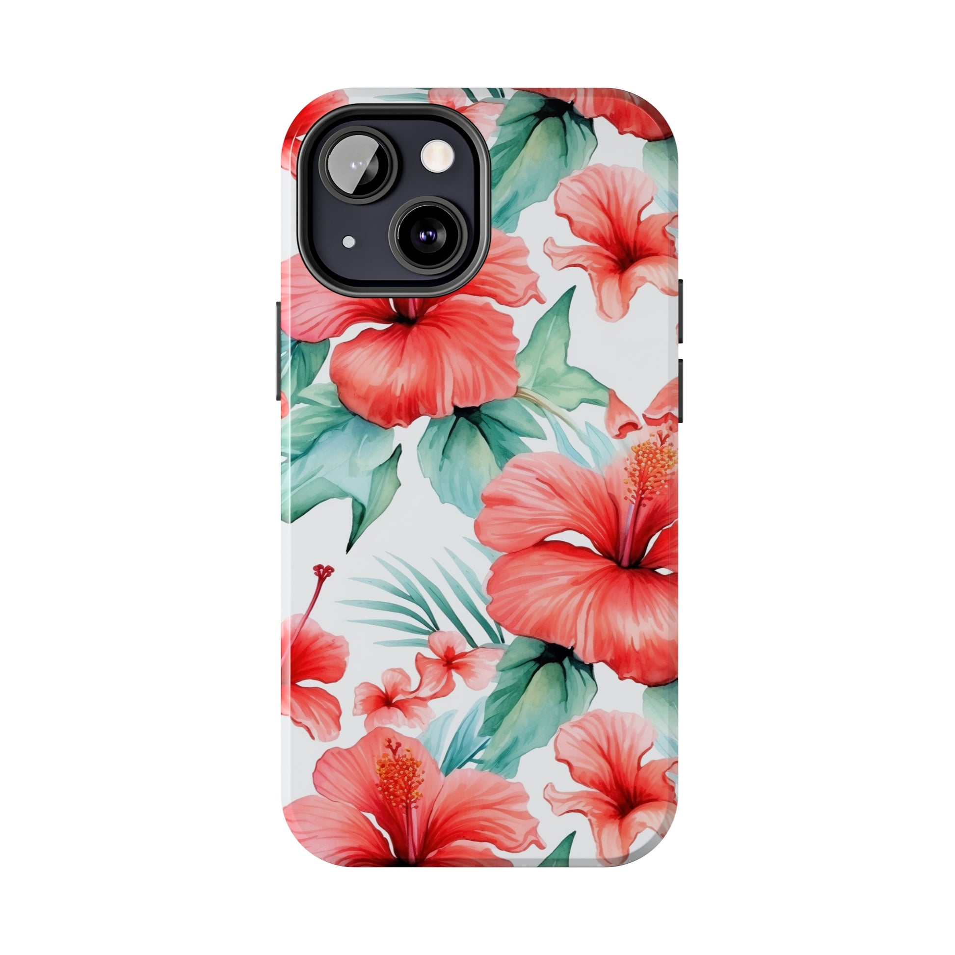 AI Hibiscus Pattern Phone Case for iPhone - Lightweight, Impact Resistant, Wireless Charging Compatible-AI phone case-AI By AJ