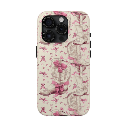 Bows and Boots Phone Case for iPhone - Lightweight, Impact Resistant, Wireless Charging Compatible