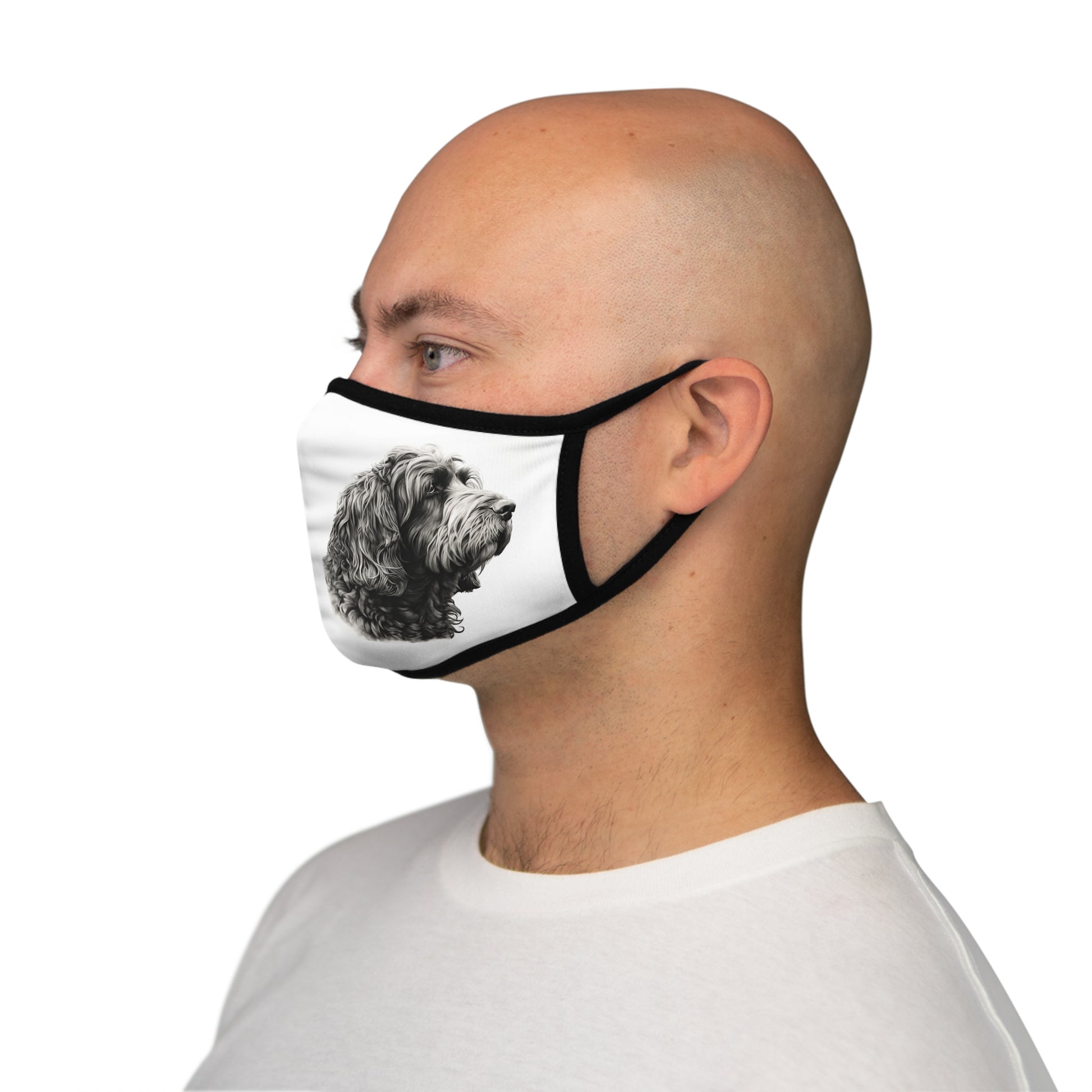 Fitted Polyester Face Mask with Dog Sketches - Dog Face Mask, reusable face mask, washable face mask.