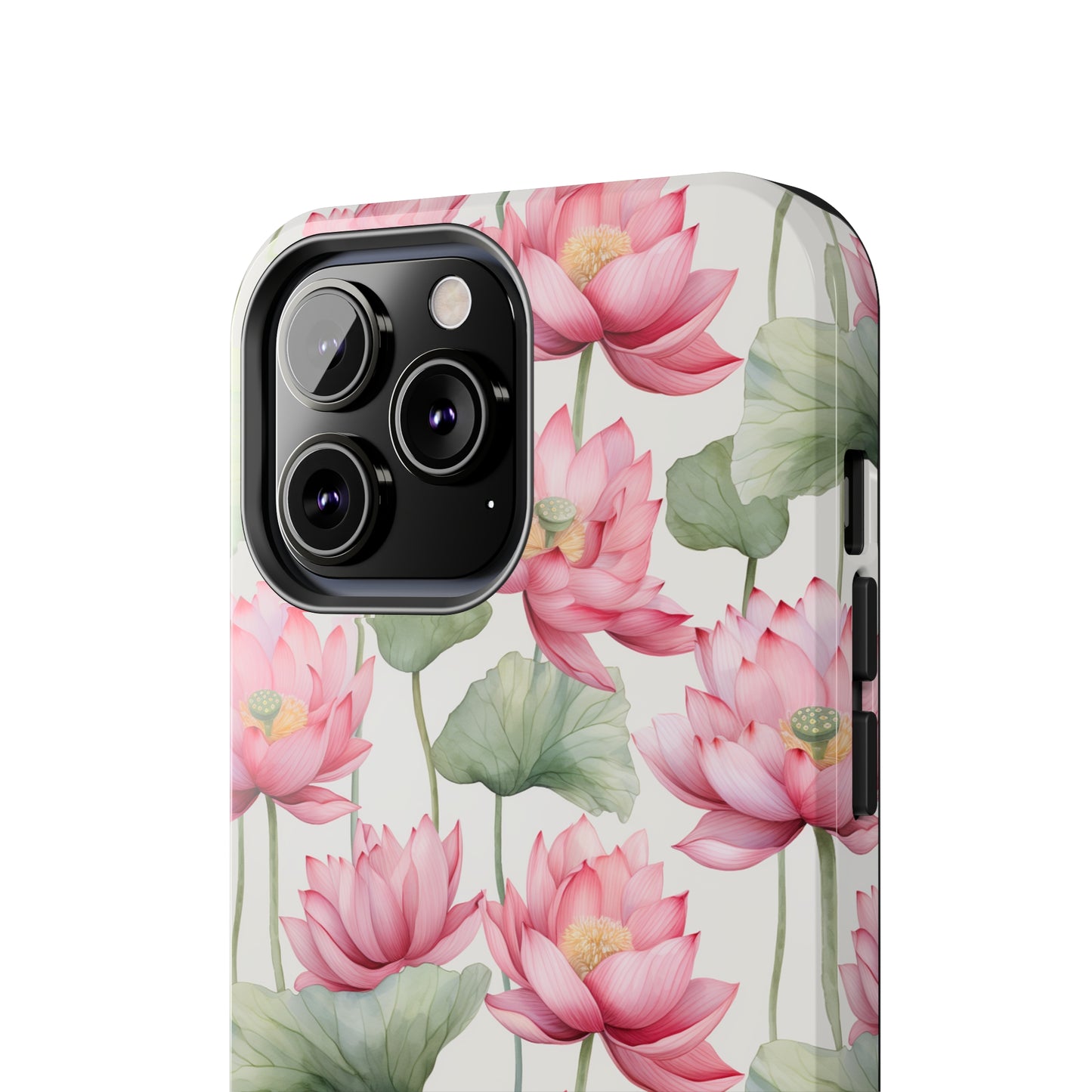 AI Lotus Flower Pattern Phone Case for iPhone - Lightweight, Impact Resistant, Wireless Charging Compatible