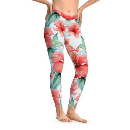 Tropical Hibiscus Leggings - Stylish & Comfy for Active Lifestyles