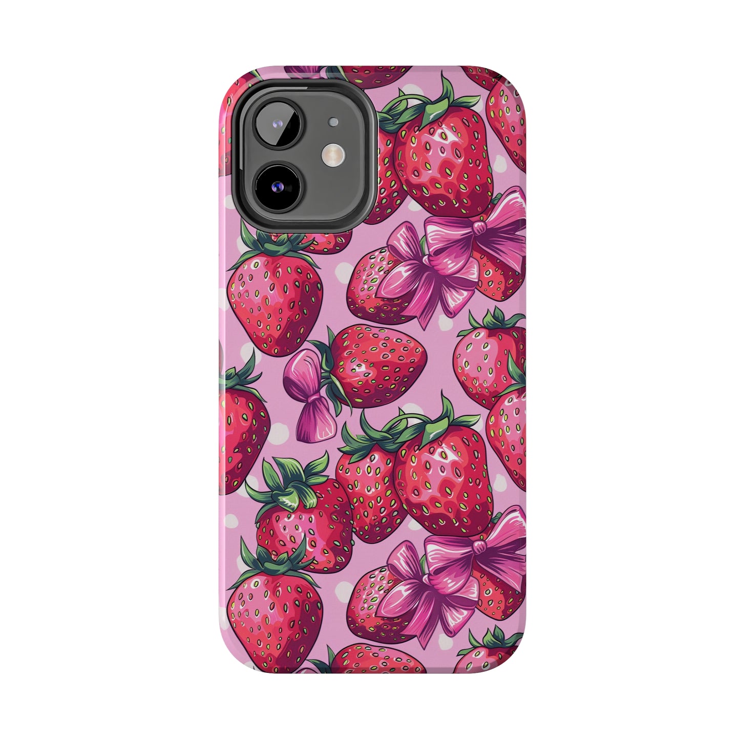 Bows and Berries Phone Case for iPhone - Lightweight, Impact Resistant, Wireless Charging Compatible