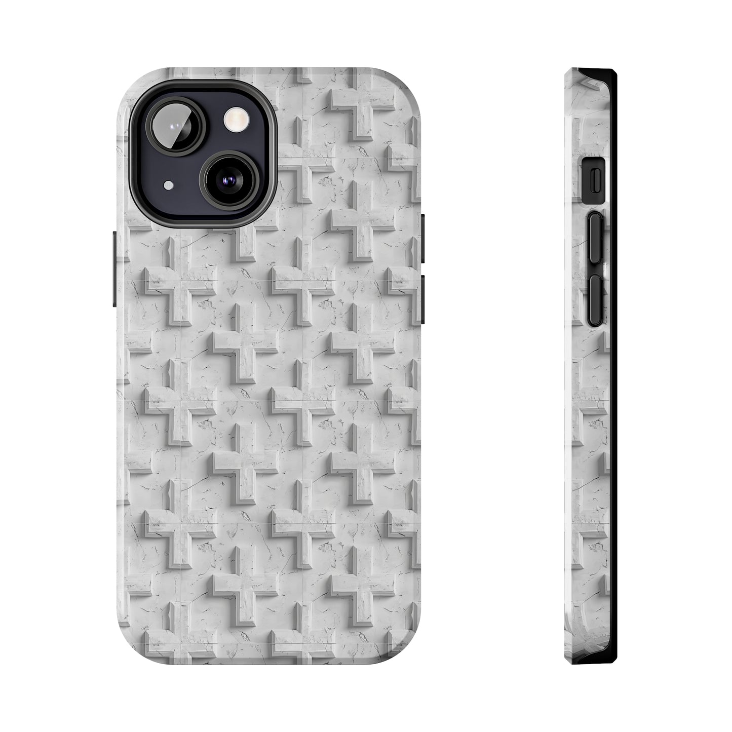 White Cross Phone Case for iPhone - Lightweight, Impact Resistant, Wireless Charging Compatible