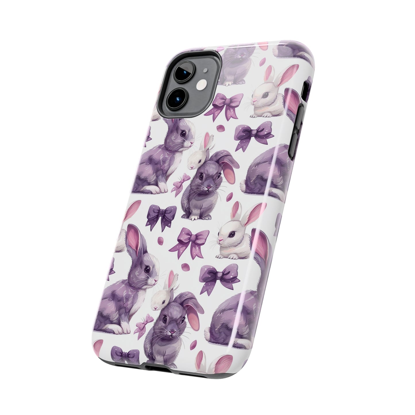 Bunnies and Bows Phone Case for iPhone - Lightweight, Impact Resistant, Wireless Charging Compatible