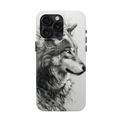 Calligraffiti Style Wolf Phone Case 2 for iPhone - Lightweight, Impact Resistant, Wireless Charging Compatible