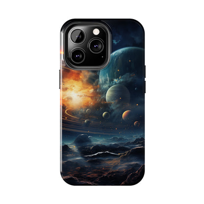 Space Planet Phone Case for iPhone - Lightweight, Impact Resistant, Wireless Charging Compatible