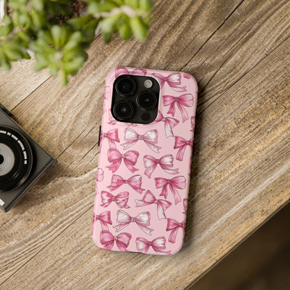 Pink Bows Phone Case for iPhone - Lightweight, Impact Resistant, Wireless Charging Compatible