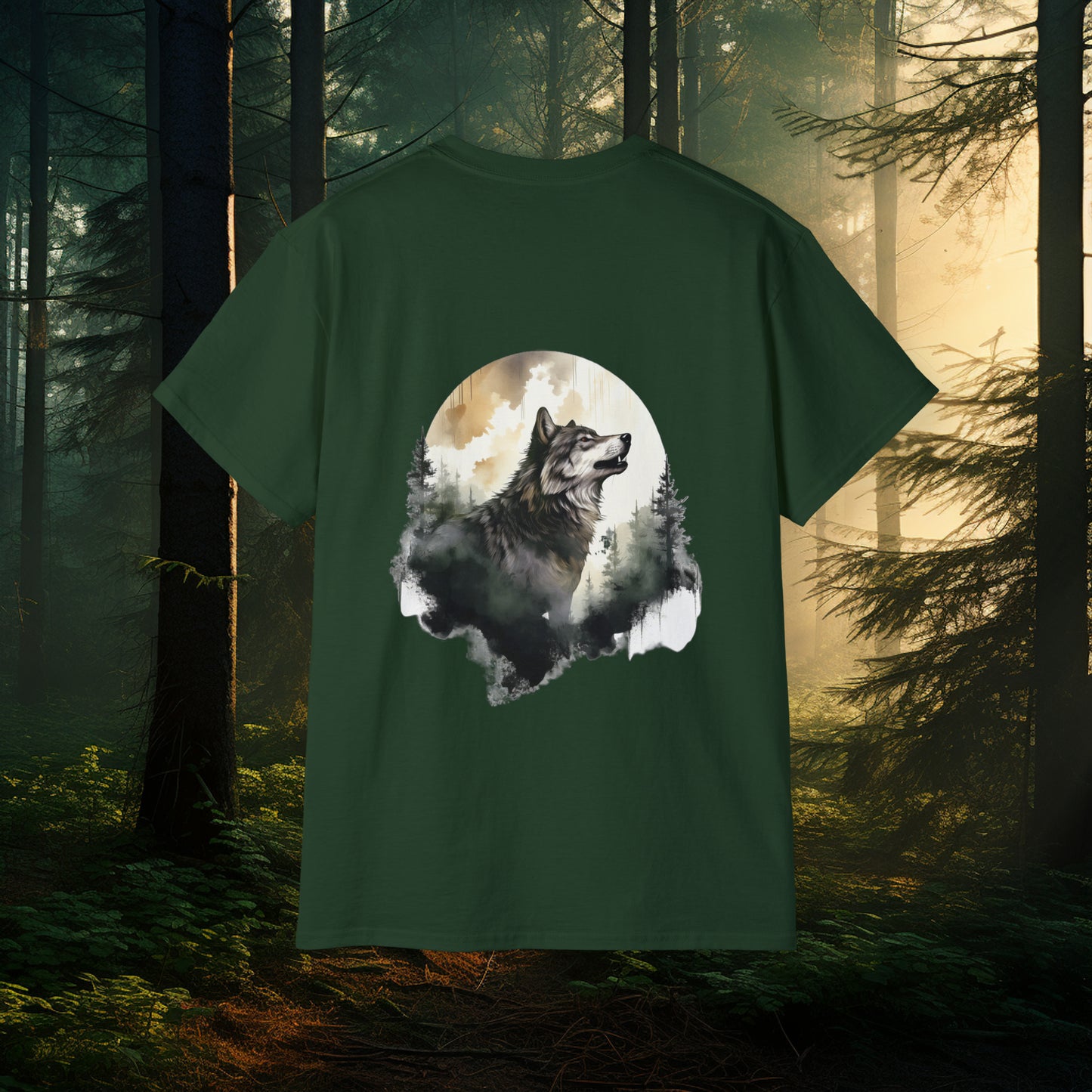 Unisex Ultra Cotton Tee - Dual Wolf Design, Mythical Creatures, Wolf Lover Shirt