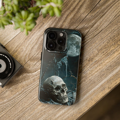 Gothic Skull and Black Rose Phone Case for iPhone - Lightweight, Impact Resistant, Wireless Charging Compatible