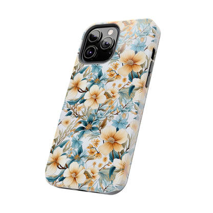 AI Magnolias Floral Pattern Phone Case for iPhone - Lightweight, Impact Resistant, Wireless Charging Compatible