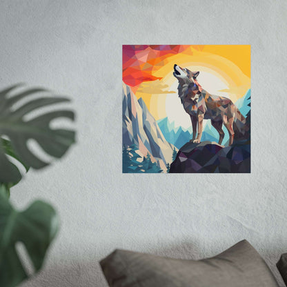 Fine Art Wolf Poster - Wildlife Art Print with Geometric Shapes!!! Wolves artwork!!!