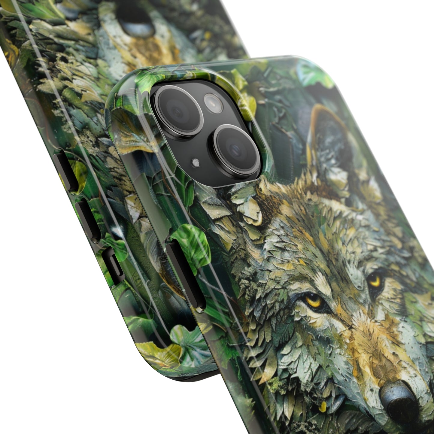 The Arte Povera Style Wolf Head Phone Case for iPhone - Lightweight, Impact Resistant, Wireless Charging Compatible