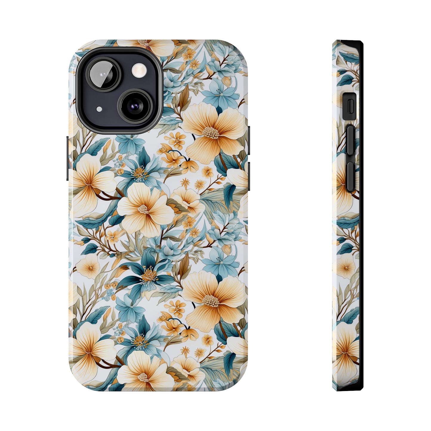 AI Magnolias Floral Pattern Phone Case for iPhone - Lightweight, Impact Resistant, Wireless Charging Compatible