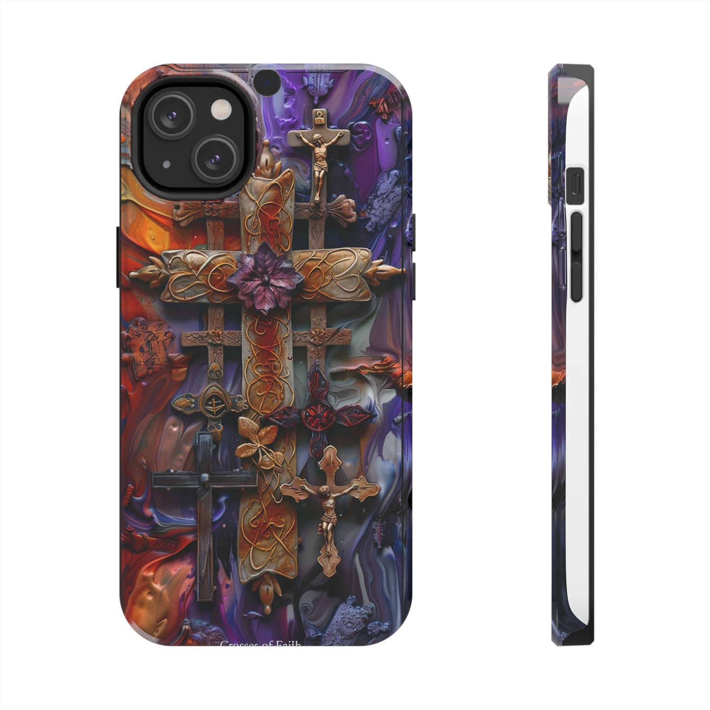 Colorful Crosses Phone Case for iPhone - Lightweight, Impact Resistant, Wireless Charging Compatible