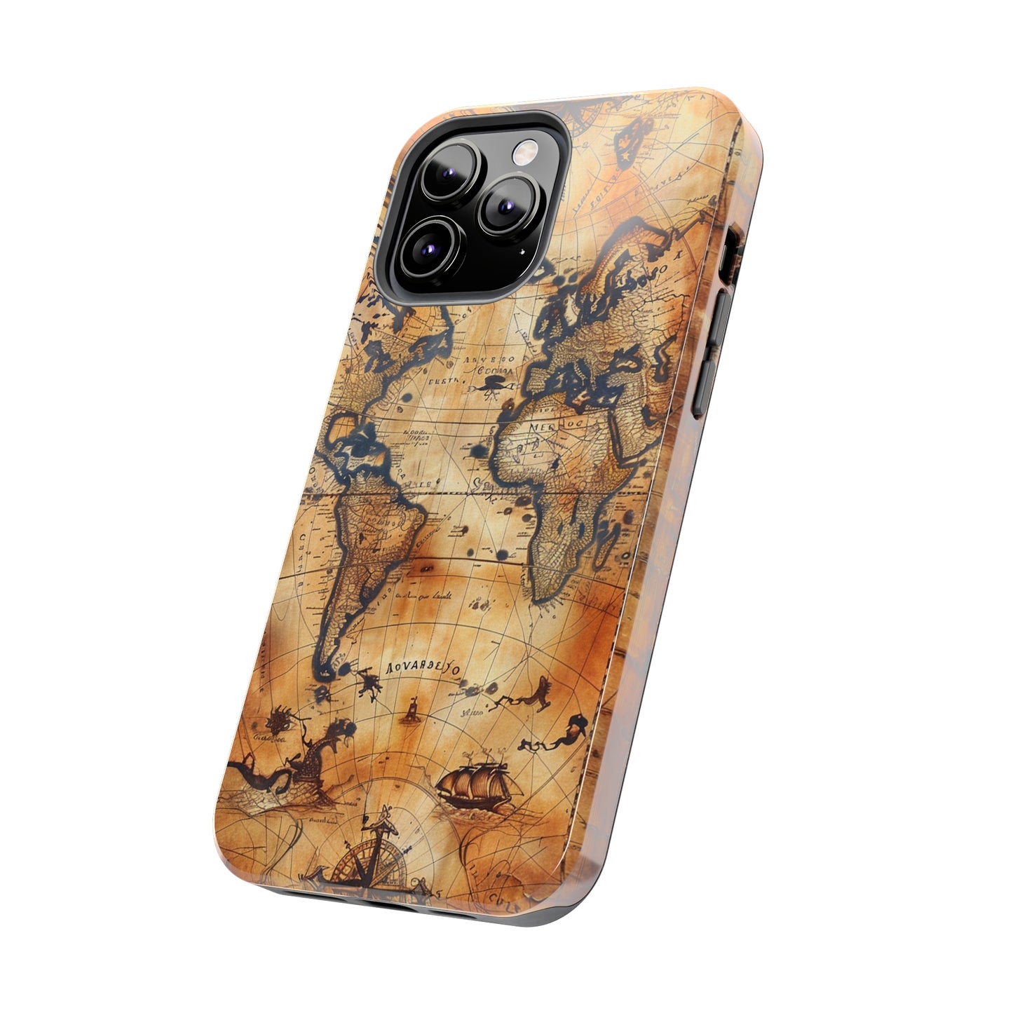 Ancient Map Phone Case for iPhone - Lightweight, Impact Resistant, Wireless Charging Compatible