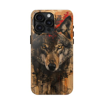 Asemic Writing Style Wolf Phone Case 2 for iPhone - Lightweight, Impact Resistant, Wireless Charging Compatible