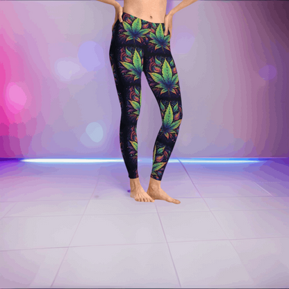 Cannabis Leggings for that special party or just hanging around in your comfy weed leggings.